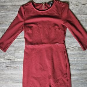 Forever 21 Maroon Red Half Sleeve Criss Cross Dress